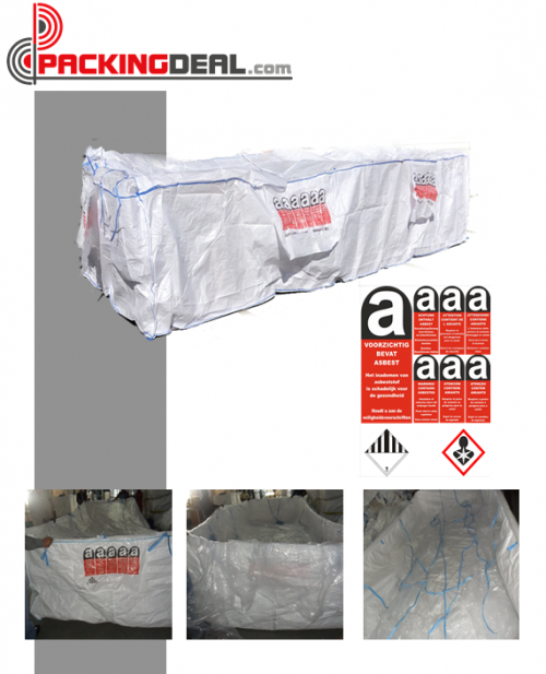 Containerzak 620x240x115cm +Asbest Label (zonder PE Binnenzak) - Packingdeal