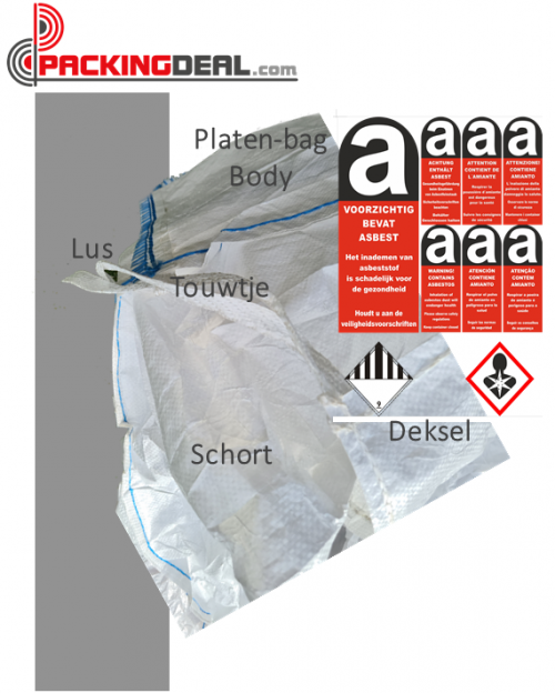 Platenzak1,2m³ 320x125x50cm+PE-Binnenzak+Asbest Label